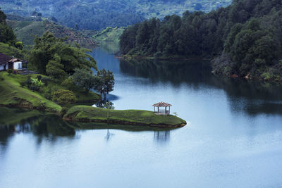 Scenic view of lake by trees