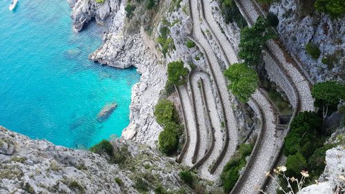 High angle view of marina piccola seashore