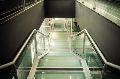 High angle view of escalator