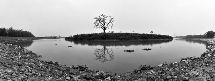 Scenic view of lake against clear sky