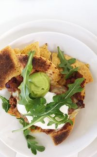 High angle view of meal served in plate