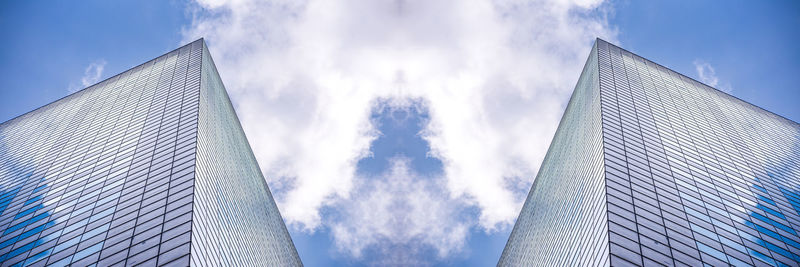 Low angle view of modern building against sky