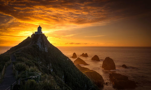 Scenic view of sea against sky during sunset
