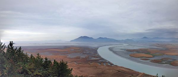 Scenic view of sea against cloudy sky