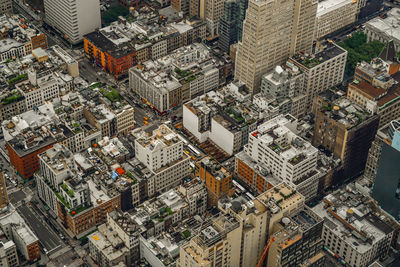 High angle view of buildings in city