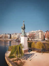 View of historic building against clear blue sky