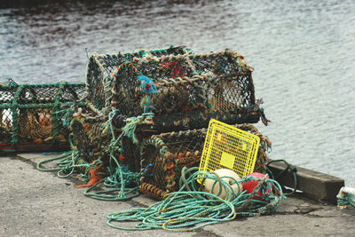 Fishing net by sea