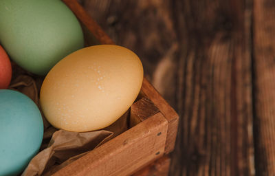 Close-up of eggs on table