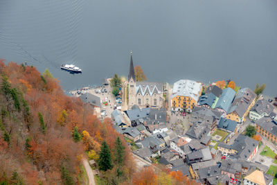 High angle view of buildings in city