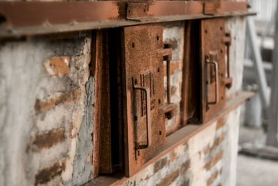 Close-up of damaged built structure