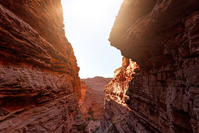 Low angle view of rock formations against sky