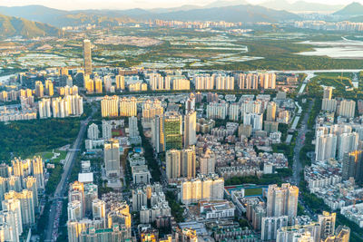 An aerial view of shenzhen, guangdong province, china