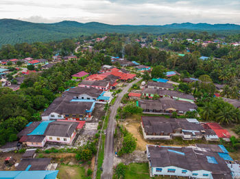 High angle view of townscape against sky