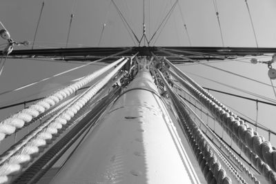 Low angle view of mast against sky