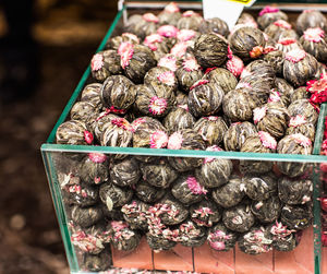 High angle view of vegetables for sale