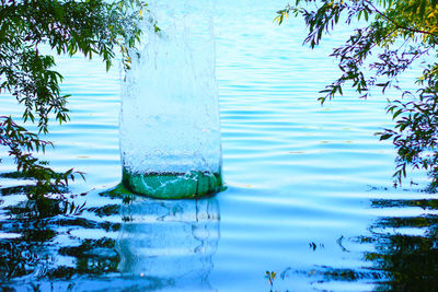 Close-up of rippled water in lake against sky