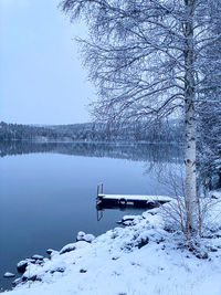 Scenic view of frozen lake against sky during winter