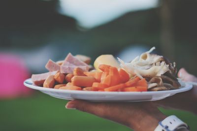 Cropped hand of person holding food