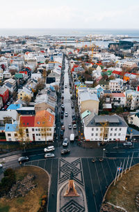 High angle view of townscape against sky