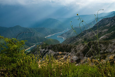 Scenic view of mountains against sky