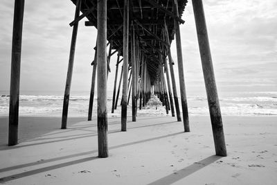 Underneath view of pier at beach