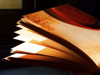 Close-up of open book on table