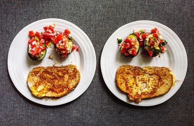 High angle view of food served in plate