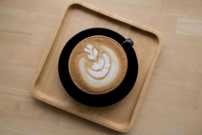 High angle view of coffee on table