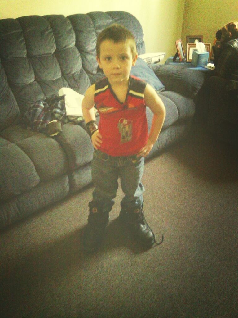 Connor in my boots lol