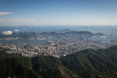 Aerial view of townscape against sky