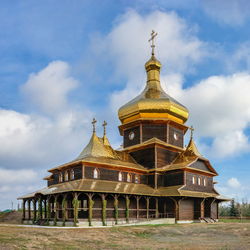 Wooden church in sergeevka resort, ukraine