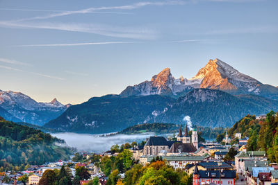 The city of berchtesgaden and mount watzmann in the bavarian alps