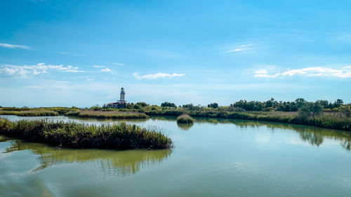 Scenic view of lake against sky