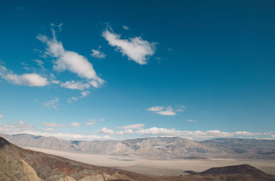 Scenic view of desert against blue sky