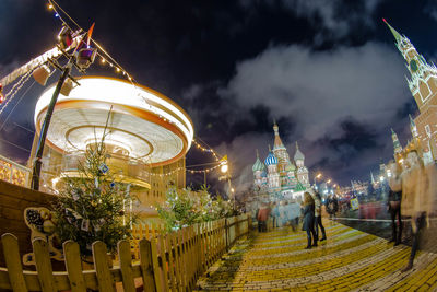 Illuminated temple at night