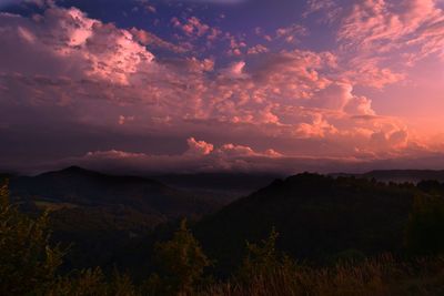 Scenic view of dramatic sky during sunset