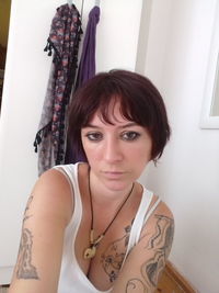 Portrait of beautiful woman at home