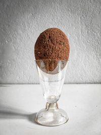 Close-up of coffee in glass on table