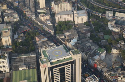 High angle view of buildings in city