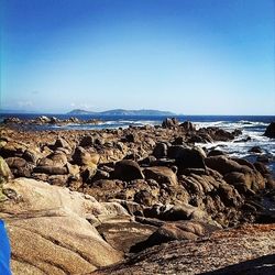 Scenic view of sea against clear sky