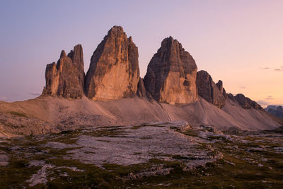 Panoramic view of mountains against clear sky