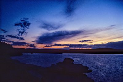 Scenic view of sea against sky at sunset