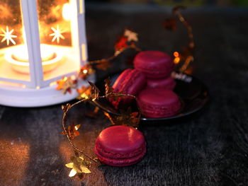 Close-up of christmas decoration on table
