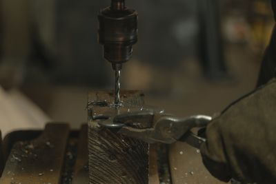 Close-up of drilling-man at work 