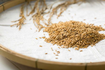 High angle view of bread on table