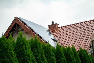 House roof with photovoltaic modules.