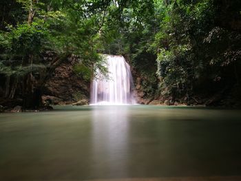 Scenic view of waterfall in forest