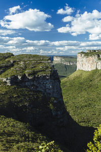 Scenic view of landscape against cloudy sky