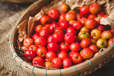 Close-up of tomatoes in basket