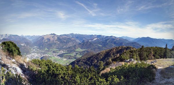 Scenic view of mountains against sky